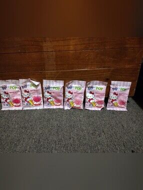 Hello Kitty Pink Strawberry Dip 'n Pop Candy Packs - 6pcs